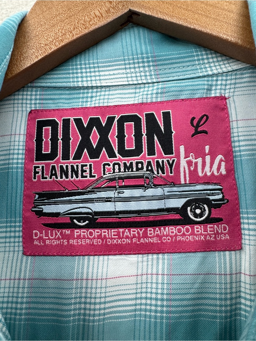 Dixxon Flannel Mens Large Shirt Fria Blue White Plaid D-Lux Bamboo Hipster - Picture 7 of 7